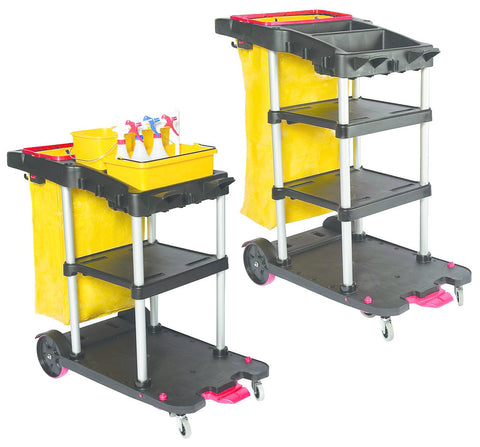 2 Tier Auto Janitor Cart Dock'n Lock