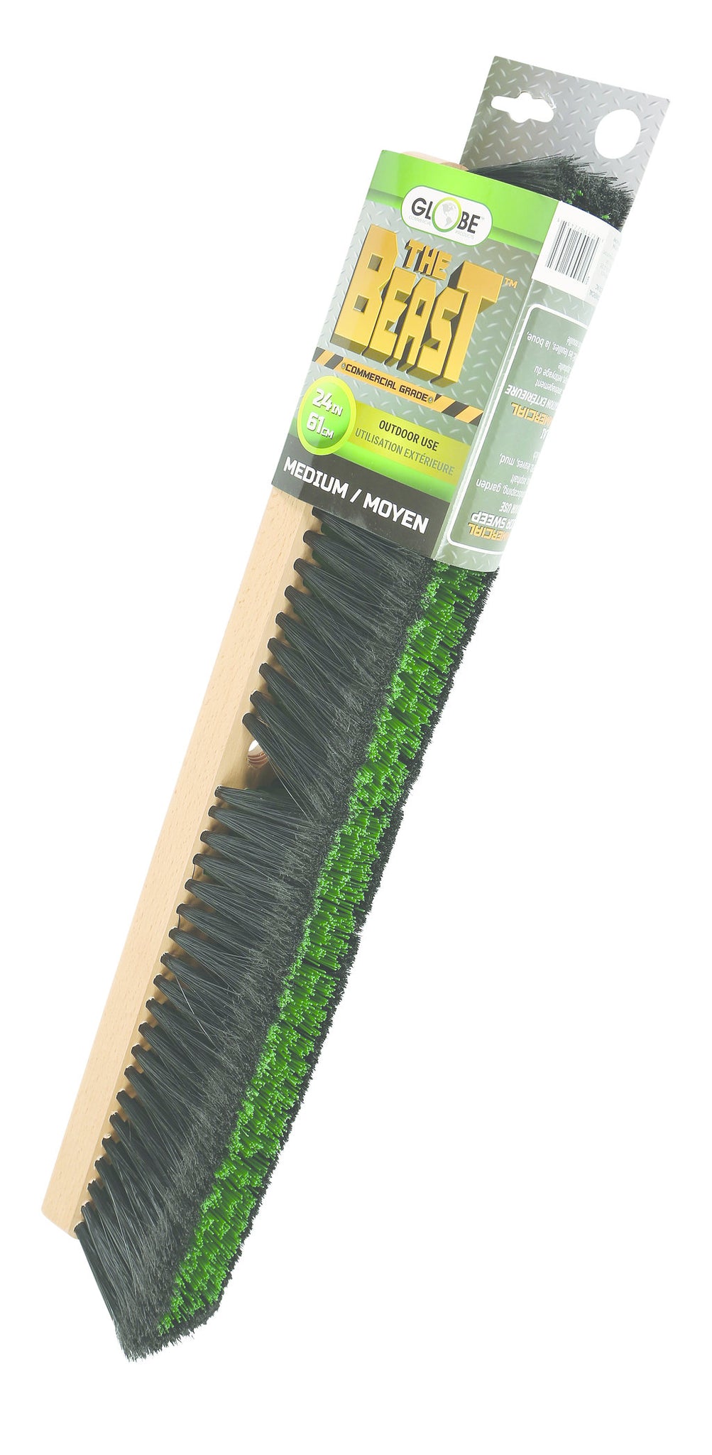 24" Wood Block Commercial push broom head-Medium