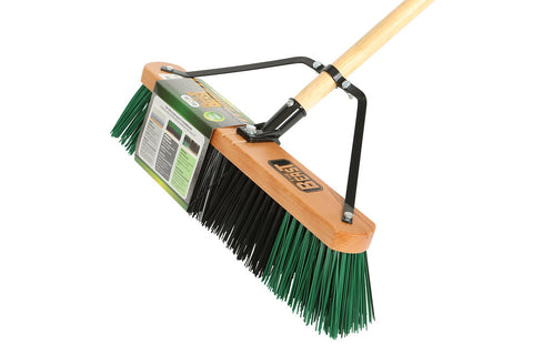 18" Assembled Wood Block Contractor push broom-Rough-High Fibers