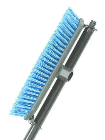 12" Floor and Deck Scrub Brush Side Clipped 54" Metal Handle