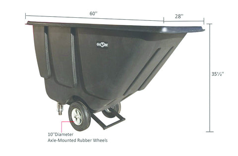 Tilt Truck, 1/2 cu.yd, Utility-Duty, Black - 450 Lbs Capacity