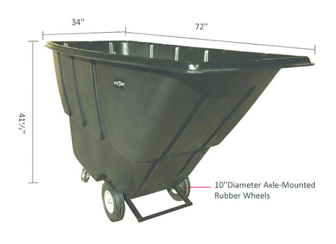 Tilt Truck, 1 cu.yd, Utility-Duty, Black - 850 Lbs Capacity